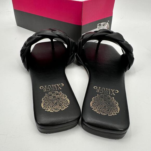 VINCE CAMUTO New in Box Antonni Black Leather Slide Sandal //  6 - Picture 8 of 13